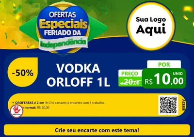 Modelo de Cartaz para Cartaz A4 Horizontal com o tema Ofertas Especiais Feriado da Independência para Distribuidora de bebidas