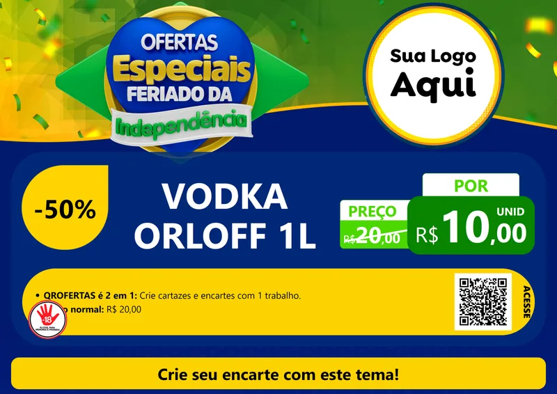 Modelo de Cartaz para Cartaz A4 Horizontal com o tema Ofertas Especiais Feriado da Independência para Distribuidora de bebidas