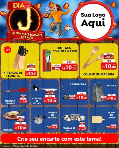 Modelo de Rede Social para Feed Instagram com o tema Dia J - O Dia Mais Barato Do Mês para Utilidades Domésticas