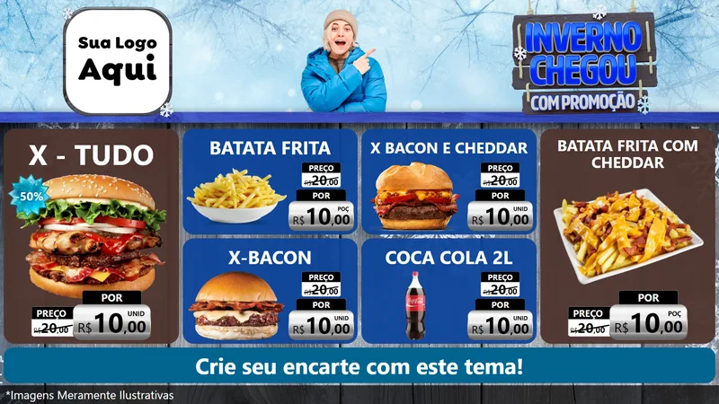 Modelo de TV para TV Horizontal com o tema Inverno Chegou Com Promoção para Hamburgueria