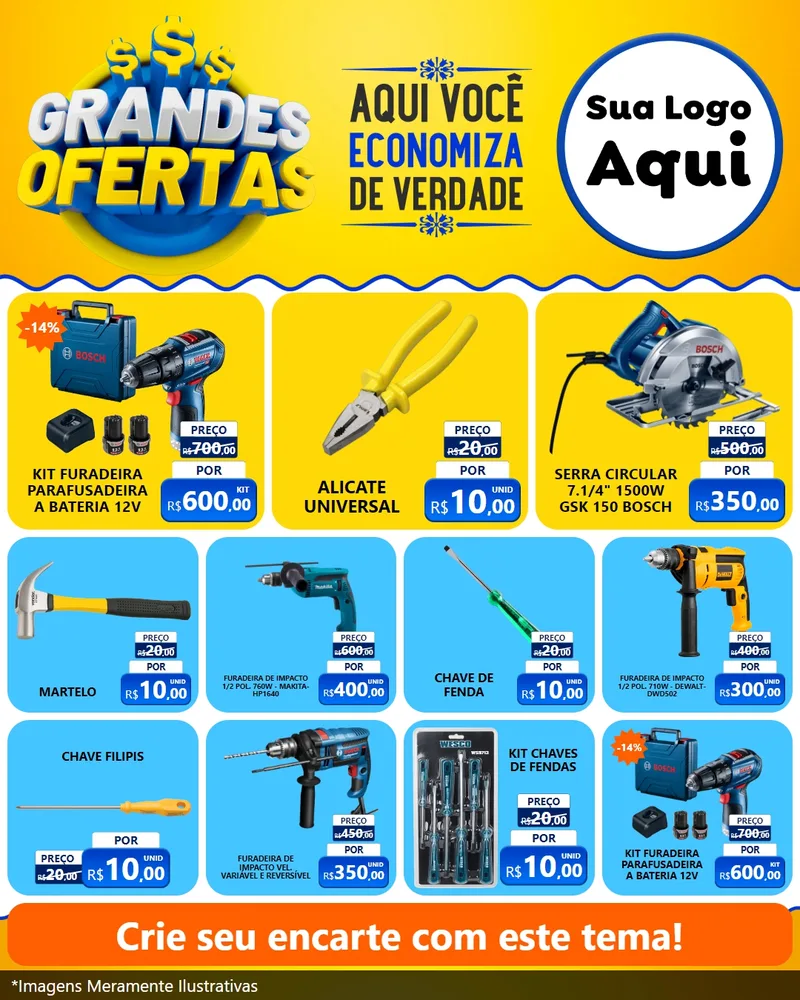 Modelo de Rede Social para Feed Instagram com o tema Grandes Ofertas para Maquinas e Ferramentas
