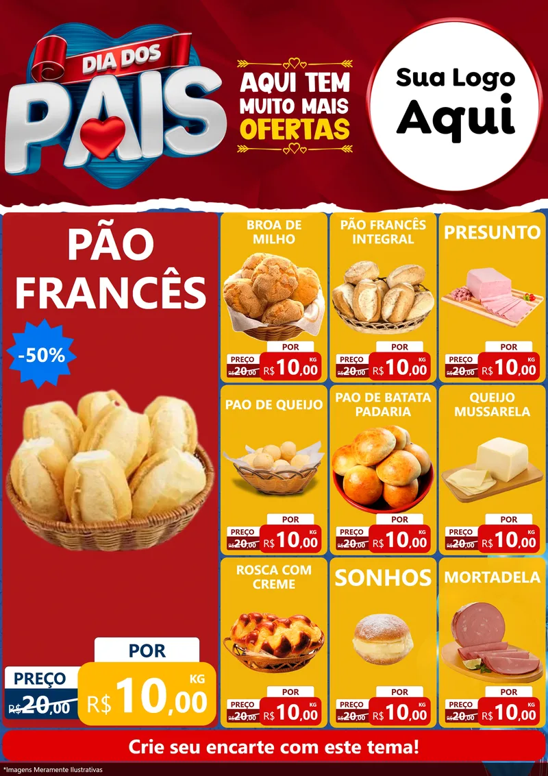 Modelo de Encarte para Encarte A4 Vertical com o tema Dia dos Pais para Padaria