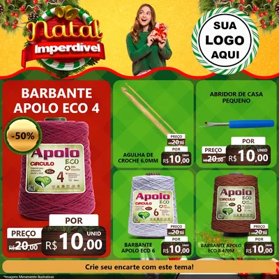 Modelo de Rede Social para Feed Facebook com o tema Natal Imperdível para Armarinho e Aviamentos
