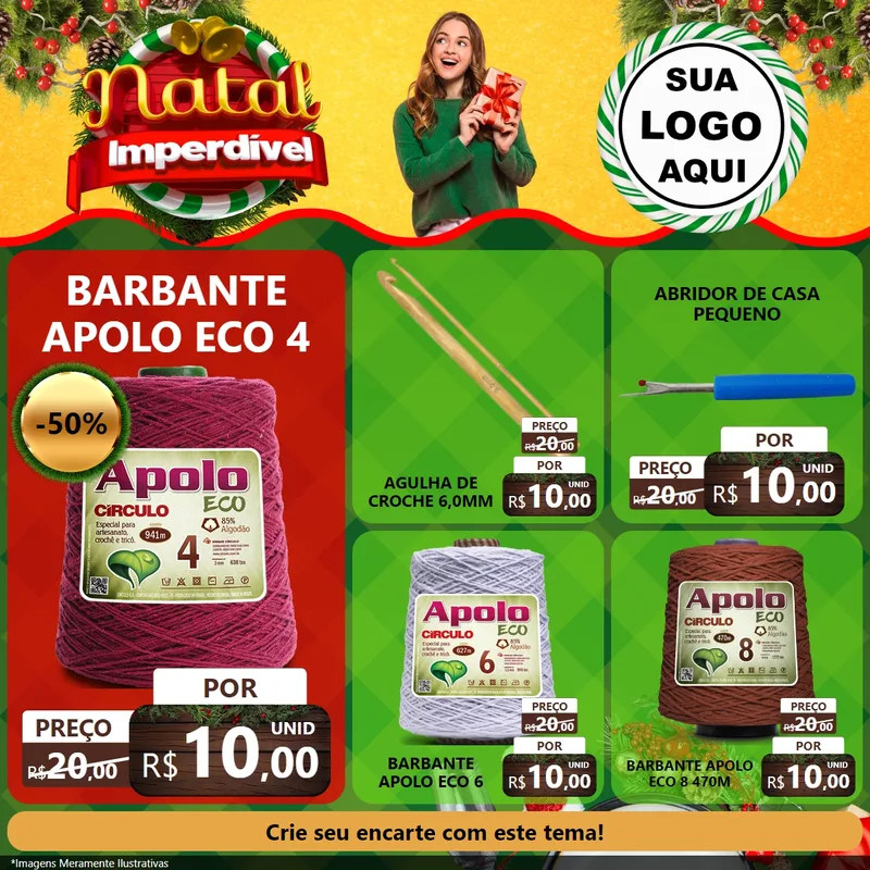 Modelo de Rede Social para Feed Facebook com o tema Natal Imperdível para Armarinho e Aviamentos