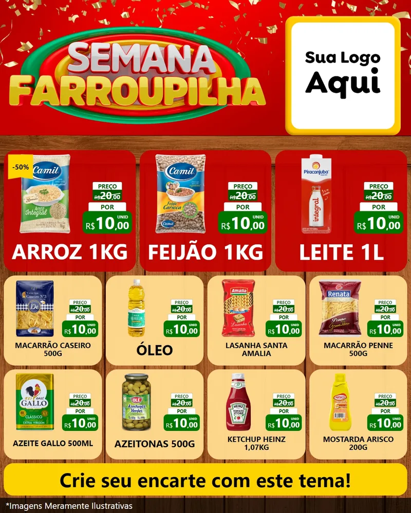 Modelo de Rede Social para Feed Instagram com o tema Semana Farroupilha para Supermercado