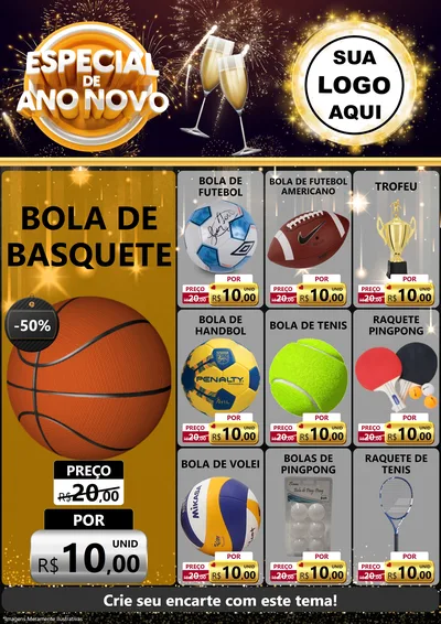 Modelo de Encarte para Encarte A4 Vertical com o tema Especial de Ano Novo para Artigos Esportivos