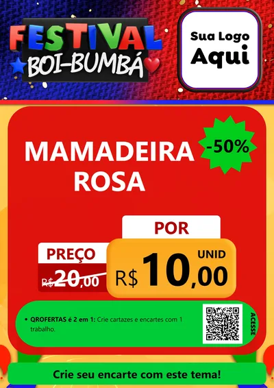 Modelo de Cartaz para Cartaz A4 Vertical com o tema Festival Boi-Bumbá para Bebês