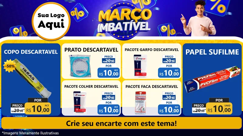 Modelo de TV para TV Horizontal com o tema Março Imbatível para Embalagens