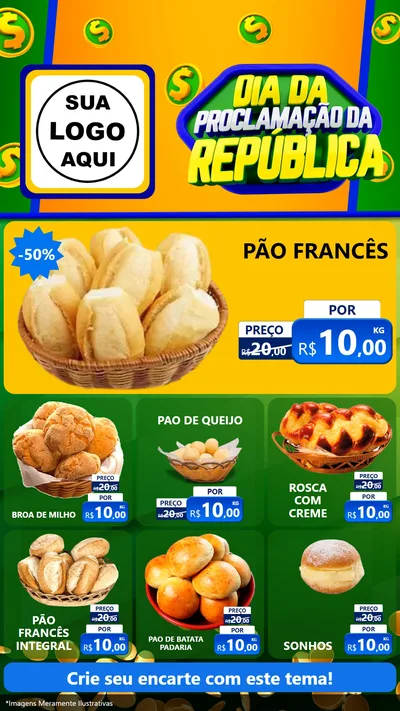 Modelo de Rede Social para Stories com o tema Dia Da Proclamação da República para Padaria