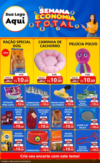 Modelo de Encarte para Encarte Grande com o tema Semana Economia Total para Pet Shop