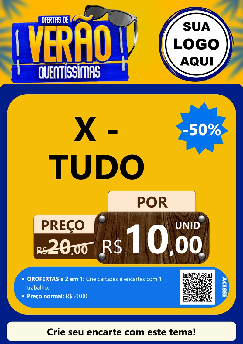 Modelo de Cartaz para Cartaz A4 Vertical com o tema Ofertas de Verão Quentíssimas para Hamburgueria