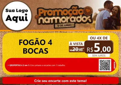 Modelo de Cartaz para Cartaz A4 Horizontal com o tema Promoção Namorados para Móveis e Eletro