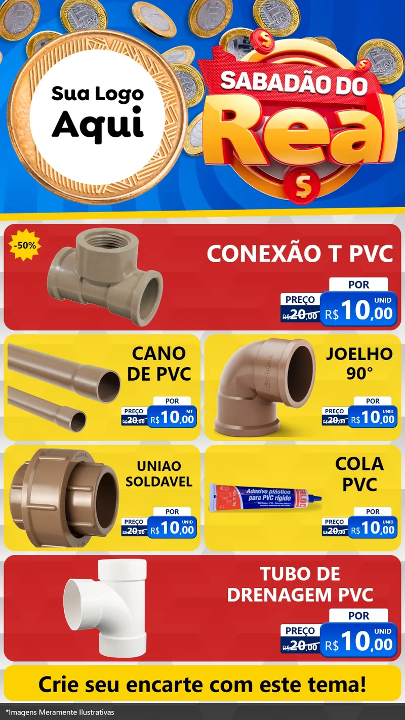 Modelo de TV para TV Vertical com o tema Sabadão do Real para Tubos e conexões