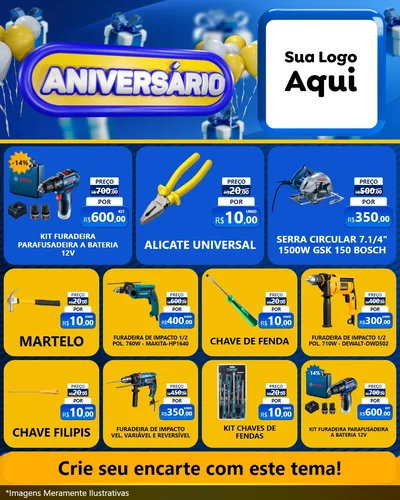 Modelo de Rede Social para Feed Instagram com o tema Aniversário para Maquinas e Ferramentas