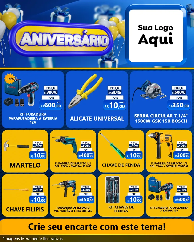Modelo de Rede Social para Feed Instagram com o tema Aniversário para Maquinas e Ferramentas