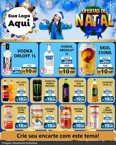Modelo de Rede Social para Feed Instagram com o tema Ofertas de Natal para Distribuidora de bebidas