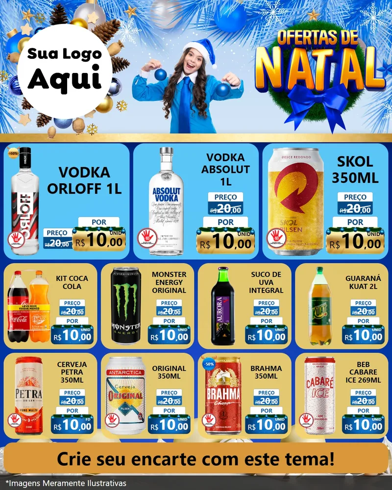Modelo de Rede Social para Feed Instagram com o tema Ofertas de Natal para Distribuidora de bebidas