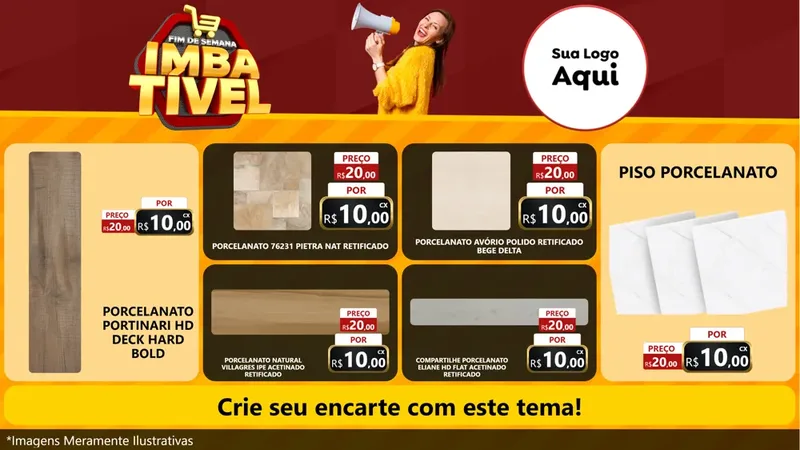 Modelo de TV para TV Horizontal com o tema Fim de Semana Imbatível para Pisos e revestimentos