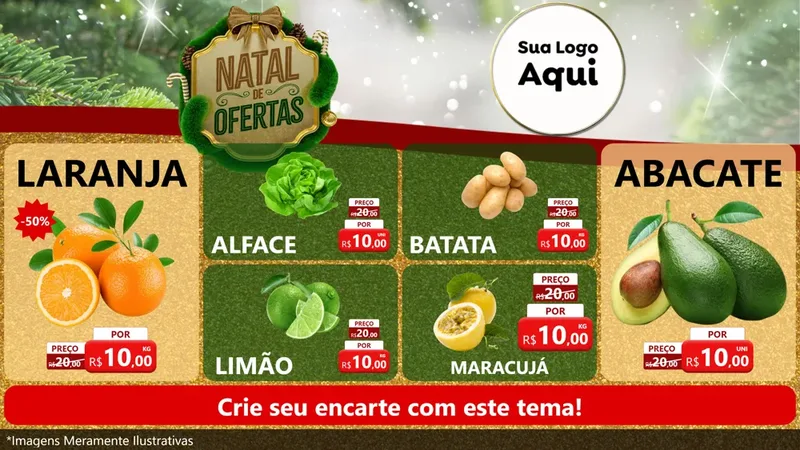 Modelo de TV para TV Horizontal com o tema Ofertas de Natal para Hortifrúti