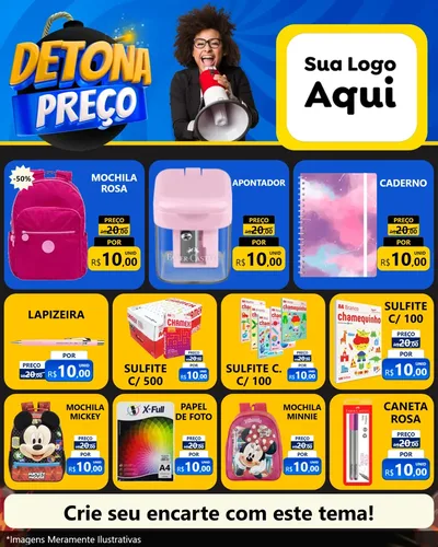 Modelo de Rede Social para Feed Instagram com o tema Detona Preços para Papelaria