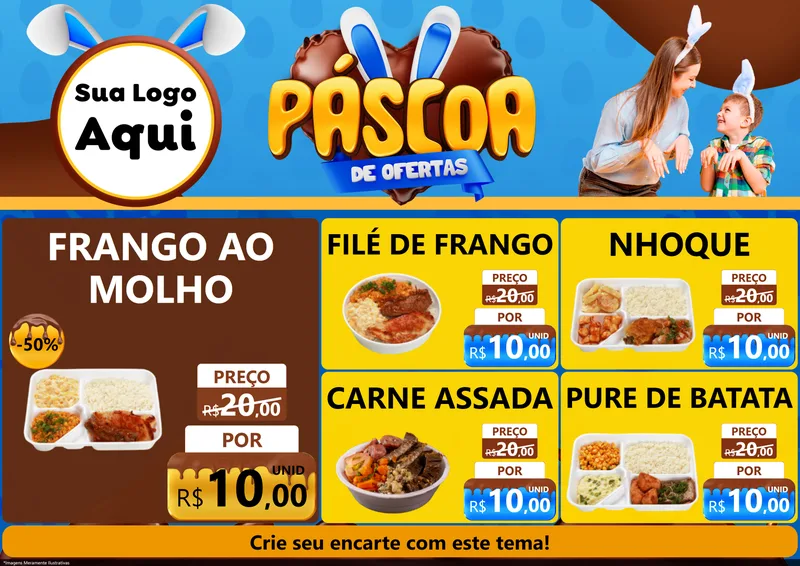 Modelo de Encarte para Encarte A4 Horizontal com o tema Páscoa de Ofertas para Restaurante