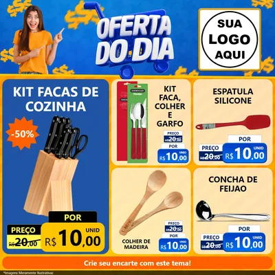 Modelo de Rede Social para Feed Facebook com o tema Oferta do Dia para Utilidades Domésticas