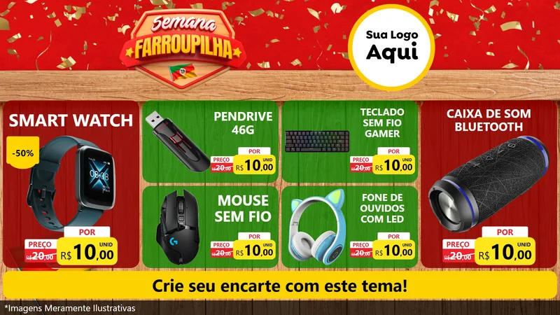 Modelo de TV para TV Horizontal com o tema Semana Farroupilha para Informática