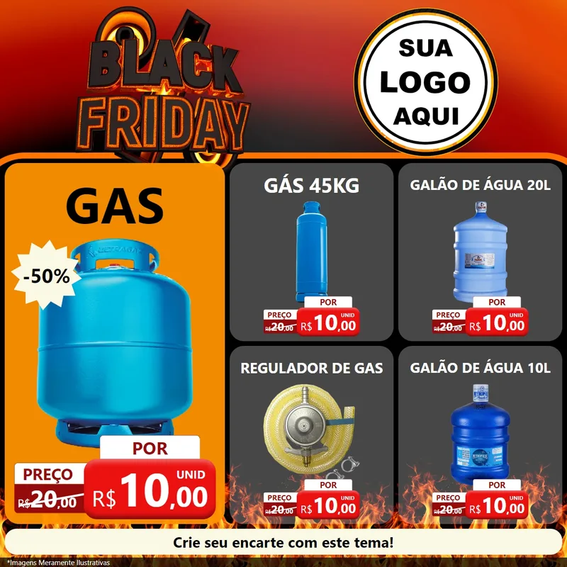 Modelo de Rede Social para Feed Facebook com o tema Black Friday para Água e gás