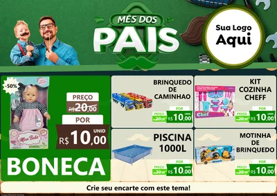 Modelo de Encarte para Encarte A4 Horizontal com o tema Mês dos Pais para Brinquedos