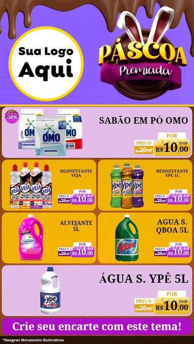 Modelo de TV para TV Vertical com o tema Páscoa Premiada para Produtos de Limpeza