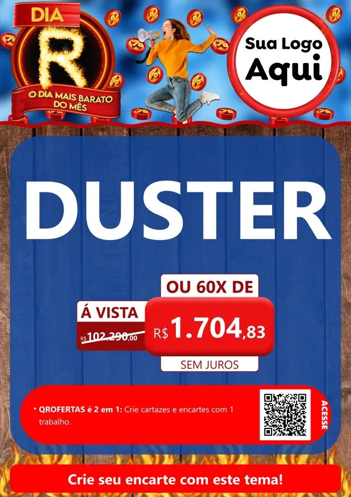 Modelo de Cartaz para Cartaz A4 Vertical com o tema Dia R - O Dia Mais Barato Do Mês para Concessionaria de Carros