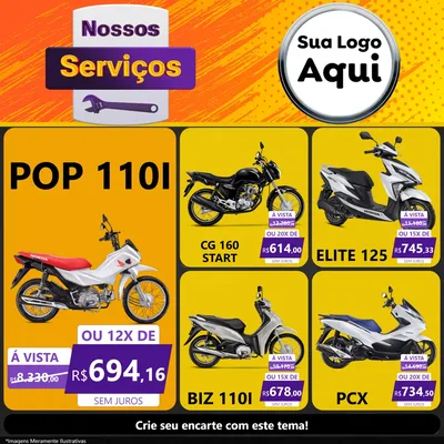 Modelo de Rede Social para Feed Facebook com o tema Nossos Serviços para Concessionaria de Motos