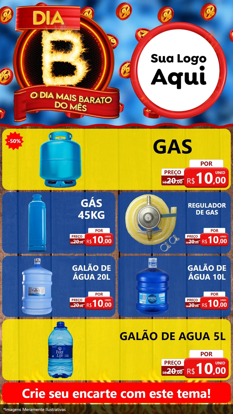 Modelo de TV para TV Vertical com o tema Dia B - O Dia Mais Barato Do Mês para Água e gás