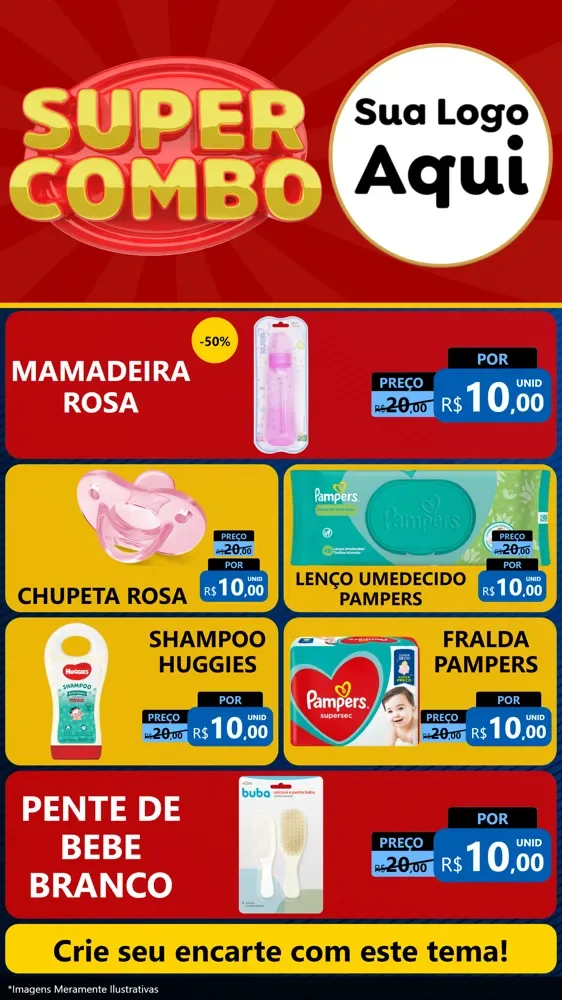 Modelo de TV para TV Vertical com o tema Super Combo para Bebês