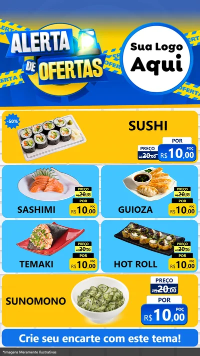 Modelo de TV para TV Vertical com o tema Alerta de Ofertas para Comida japonesa
