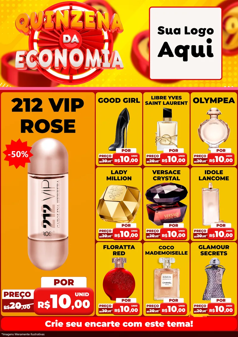 Modelo de Encarte para Encarte A4 Vertical com o tema Quinzena Da Economia para Perfumes