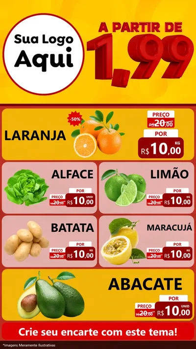 Modelo de TV para TV Vertical com o tema A Partir de Um e Noventa e Nove - 1,99 para Hortifrúti