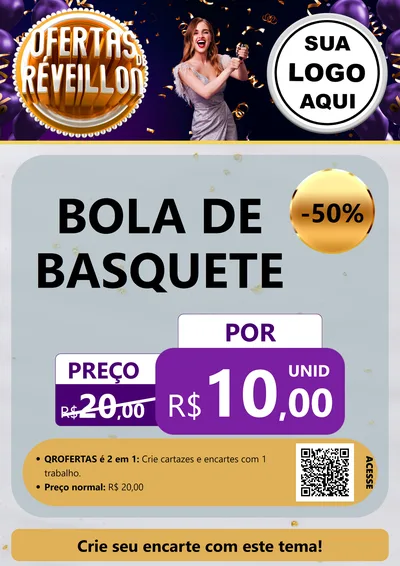 Modelo de Cartaz para Cartaz A4 Vertical com o tema Ofertas de Réveillon para Artigos Esportivos