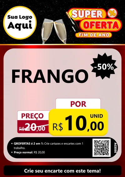 Modelo de Cartaz para Cartaz A4 Vertical com o tema Super Oferta Fim de Ano para Assados
