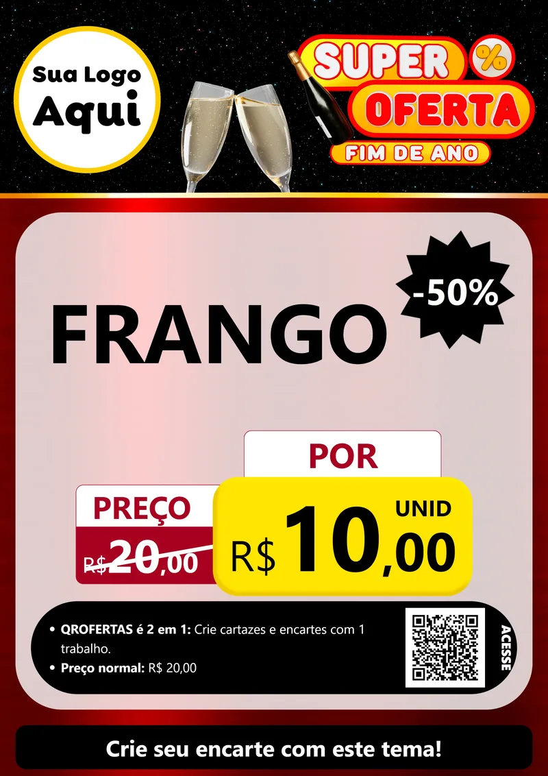 Modelo de Cartaz para Cartaz A4 Vertical com o tema Super Oferta Fim de Ano para Assados