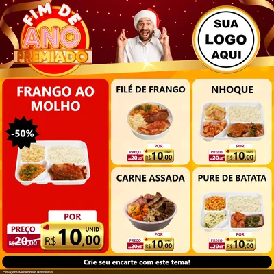Modelo de Rede Social para Feed Facebook com o tema Fim de Ano Premiado para Restaurante