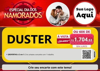 Modelo de Cartaz para Cartaz A4 Horizontal com o tema Especial Dia Dos Namorados para Concessionaria de Carros