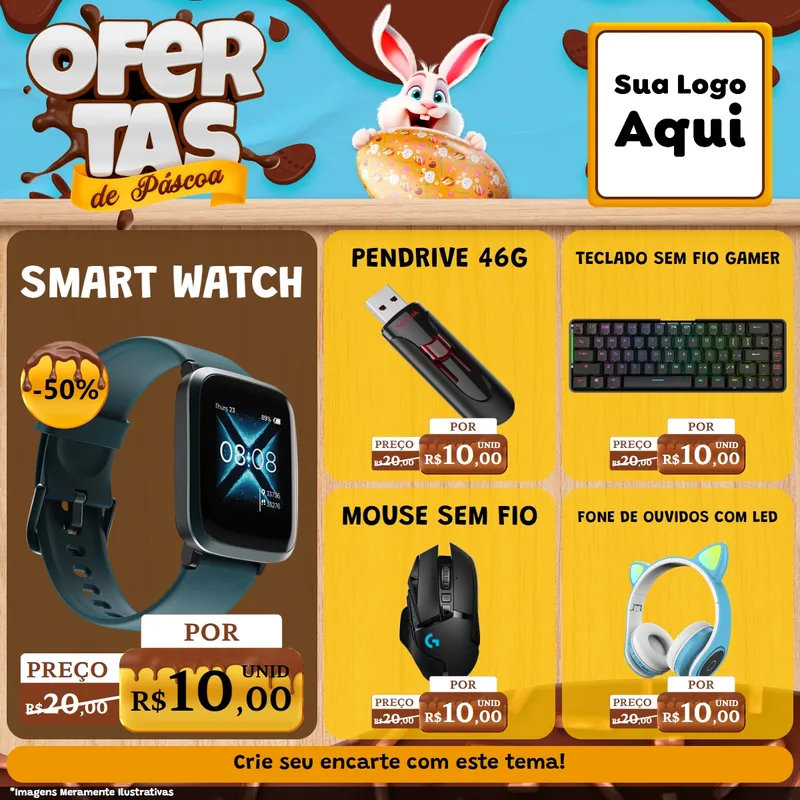 Modelo de Rede Social para Feed Facebook com o tema Ofertas de Páscoa para Informática