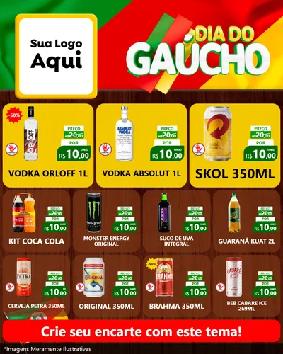 Modelo de Rede Social para Feed Instagram com o tema Dia do Gaúcho para Distribuidora de bebidas