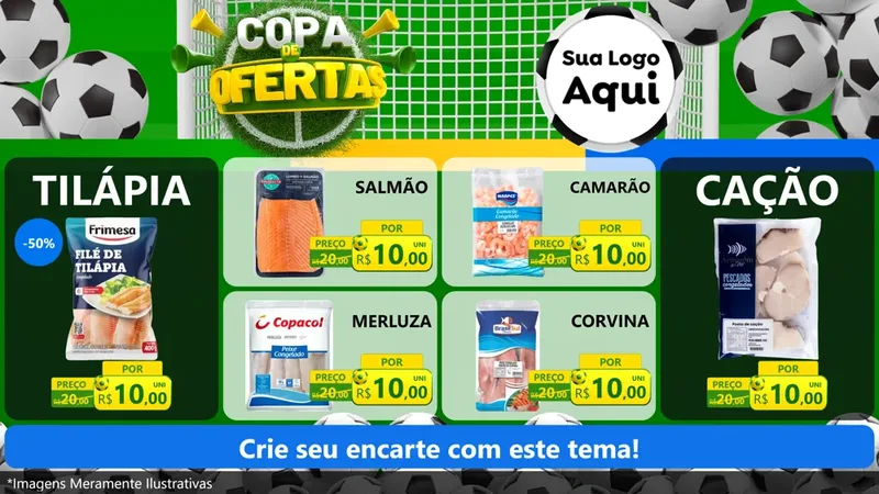 Modelo de TV para TV Horizontal com o tema Copa De Ofertas para Peixaria