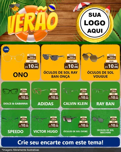 Modelo de Rede Social para Feed Instagram com o tema Verão para Óticas