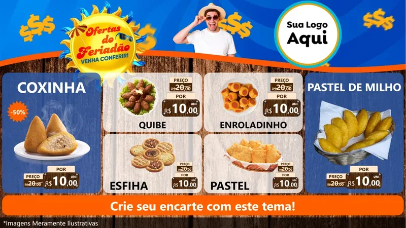 Modelo de TV para TV Horizontal com o tema Ofertas do Feriadão para Salgadaria