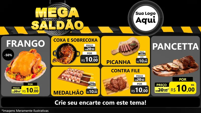 Modelo de TV para TV Horizontal com o tema Mega Saldão para Assados