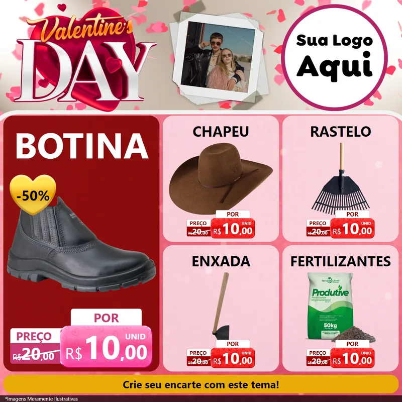 Modelo de Rede Social para Feed Facebook com o tema Valentine's Day para Agropecuária