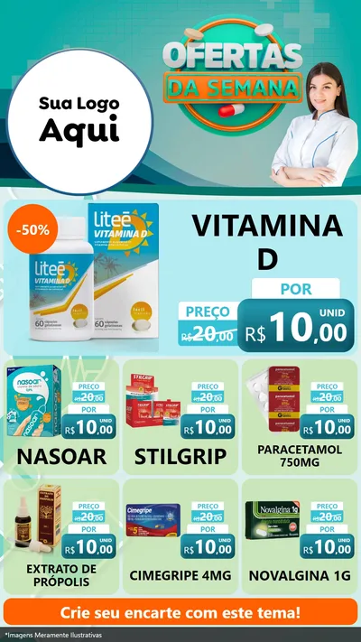 Modelo de Rede Social para Stories com o tema Ofertas da Semana para Farmácia